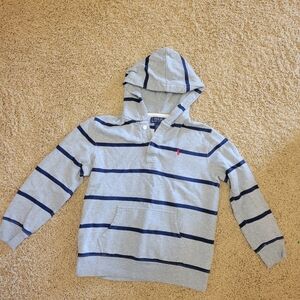 Polo Ralph Lauren Boy's Hooded Sweatshirt Gray Navy Size Medium (10-12)